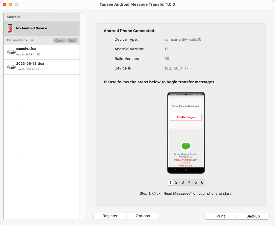 Copie mensajes SMS, MMS, RCS y mensajes de WhatsApp desde un teléfono Android a su Mac